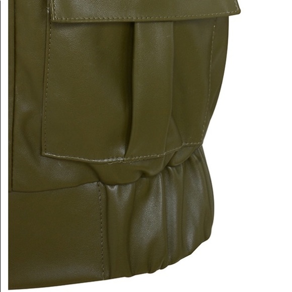NEW House Of CB Olive Vegan Leather Jacket - Picture 7 of 8
